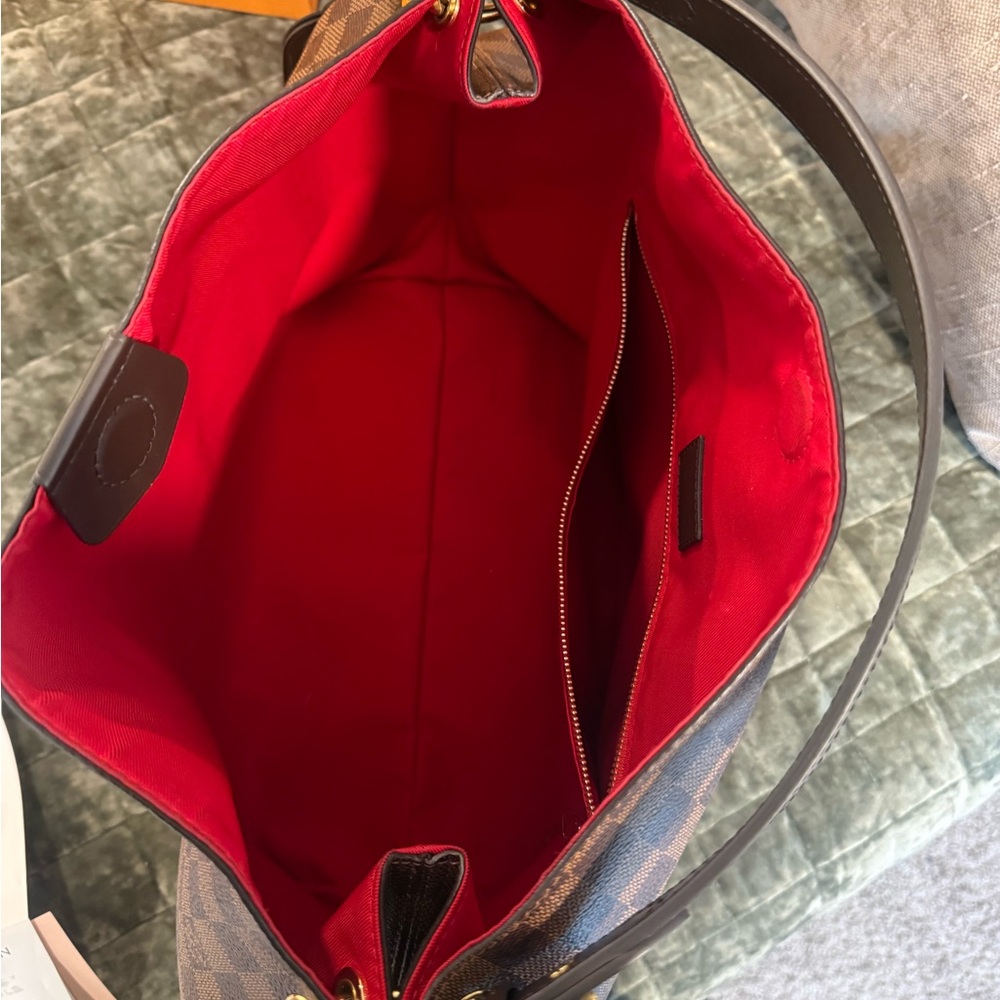 Louis Vuitton Damier Ebene Checker Shoulder Tote - Brown with Gold Hardware - Picture 5 of 8